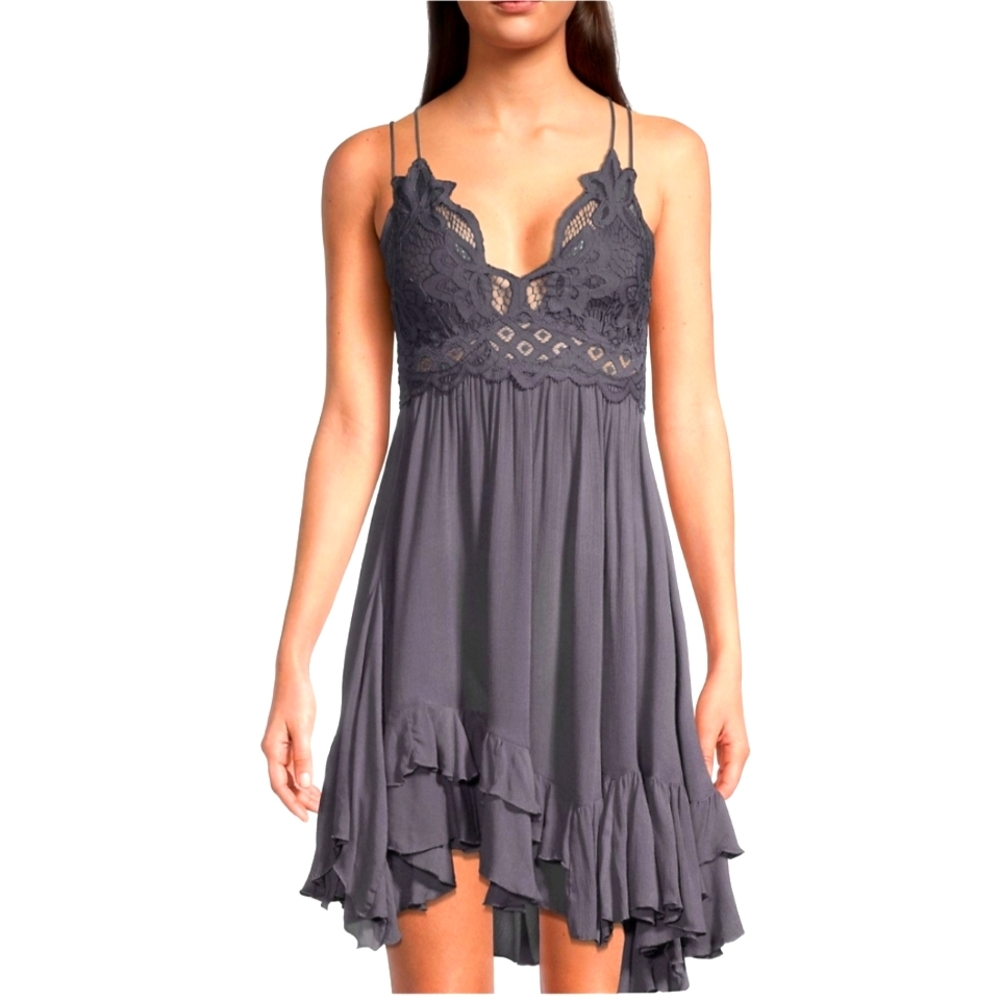 NWT! Free People Adella Slip Dress, Size Small, in Gray/Charcoal